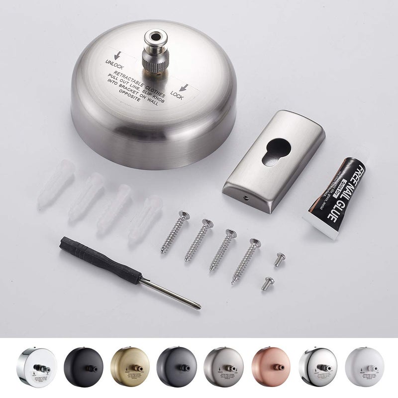 JOOM Retractable Clothesline Stainless Steel Heavy Duty 9Feet(MAX) for Hanging Drying in Bathroom Laundry Hotels, Chrome Finish,Round Style (Brushed Nickel) - Image 2